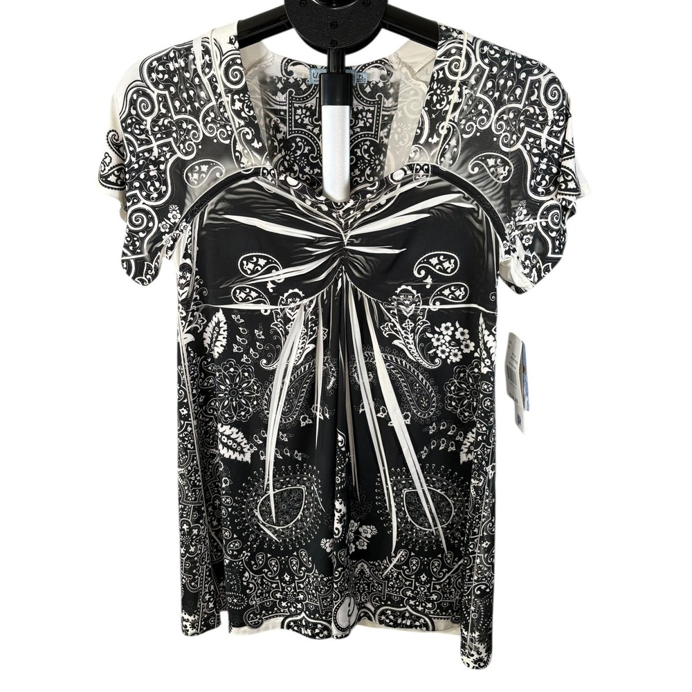 Unity World Wear Petite Paisley‎ Ruched V-Neck Top